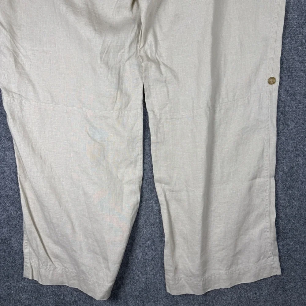 Perry Ellis Linen Drawstring Pants Men's 36x30 Beige 100% Linen Relaxed Fit